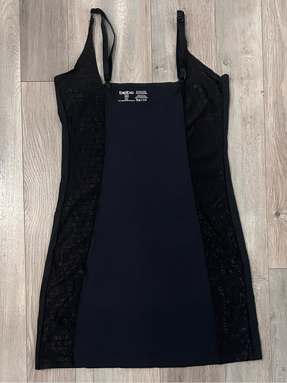 bebe Black Lace-Trim Slip Camisole